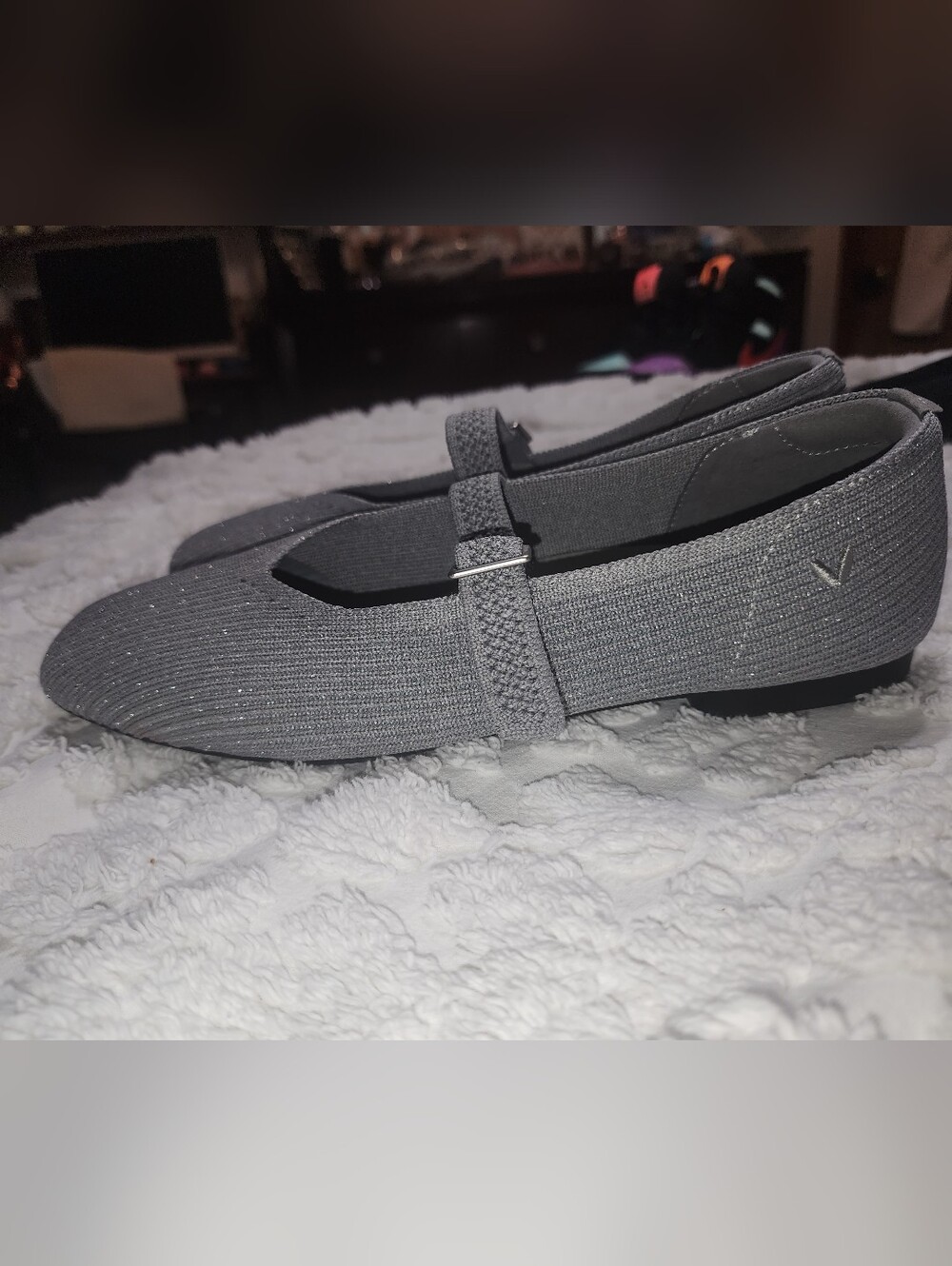 Vivaia "Margot" Silvery Gray Mary Jane Knit Flats, Size 7.5 - Picture 7 of 9